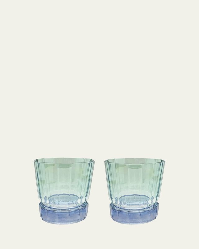 Green Shaded Short Glass Tumblers, Set of 2